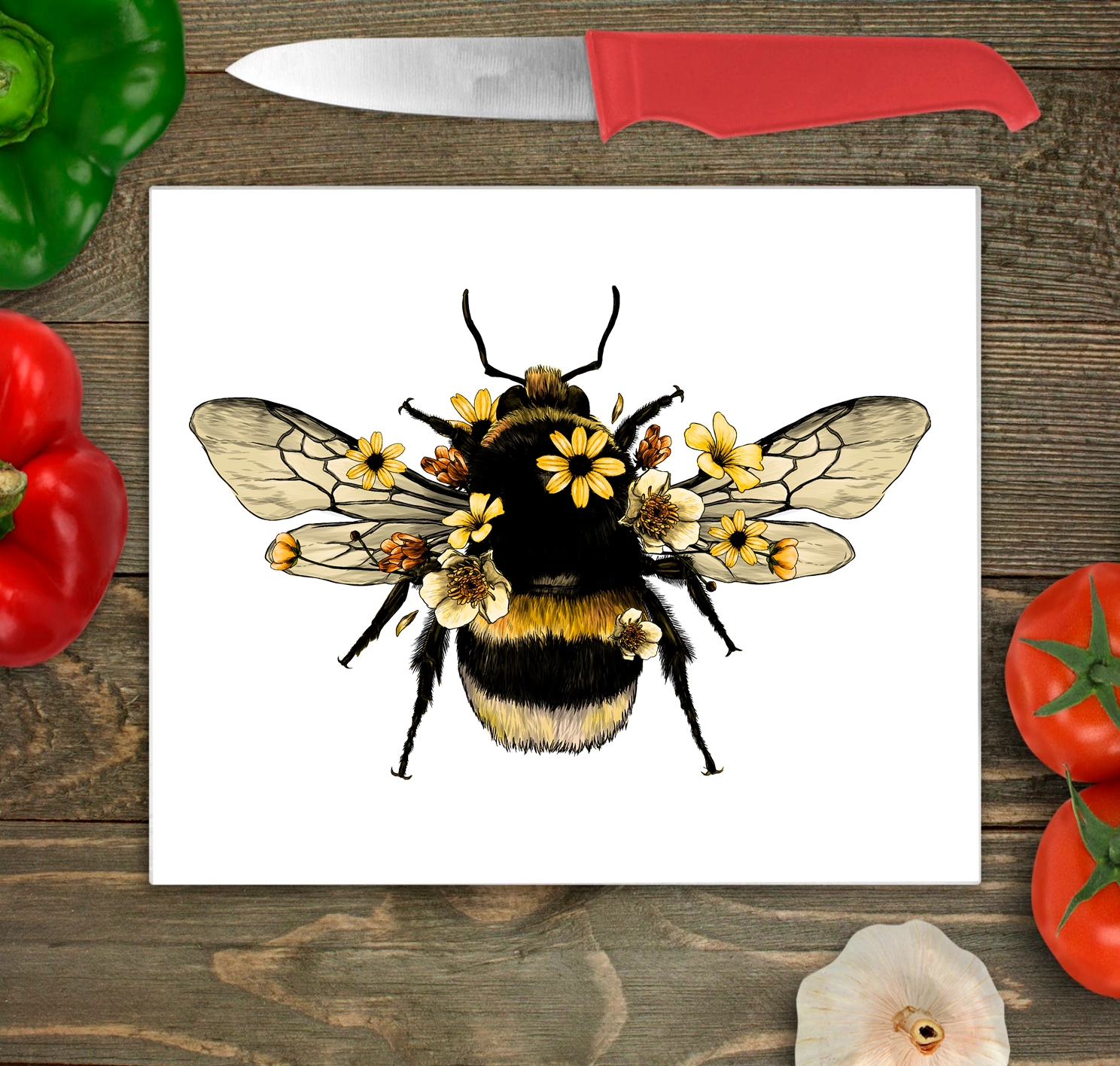 Bee Large Glass Chopping Board